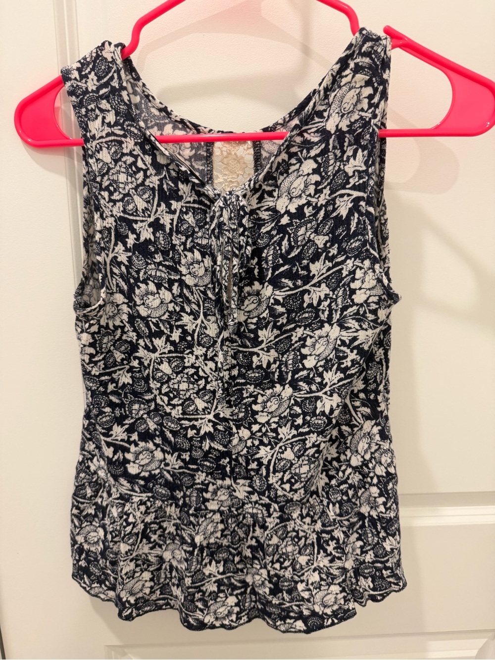 Black & White Floral Tie-Front Peplum Camisole